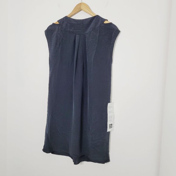 Ali-Ro Cap Sleeve Mini Shift Dress Black Studded Neckline Pockets Womens NWT 2 - Picture 8 of 10